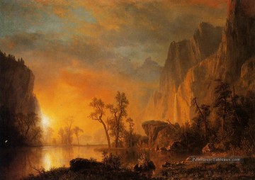Coucher de soleil dans les Rocheuses Albert Bierstadt Peinture à l'huile